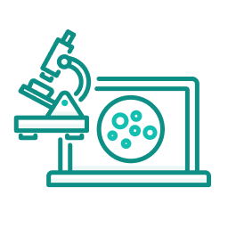 Ícone de Microscópio digital com amostras